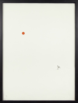 A figure kicks a red ball.