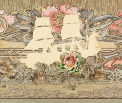 A ship sails amongst roses. A play on the name of Marcel Duchamp's alter ego.
